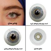 لنز چشم رویال ویژن مدل LUXURY GRAY کد 32 رنگ طوسی آبی مرکز عسلی دور دار