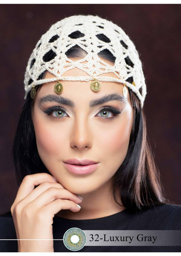 لنز چشم رویال ویژن مدل LUXURY GRAY کد 32 رنگ طوسی آبی مرکز عسلی دور دار