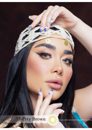 لنز چشم رویال ویژن مدل PIXY BR کد 35 رنگ عسلی با ته مایه سبز بدون دور
