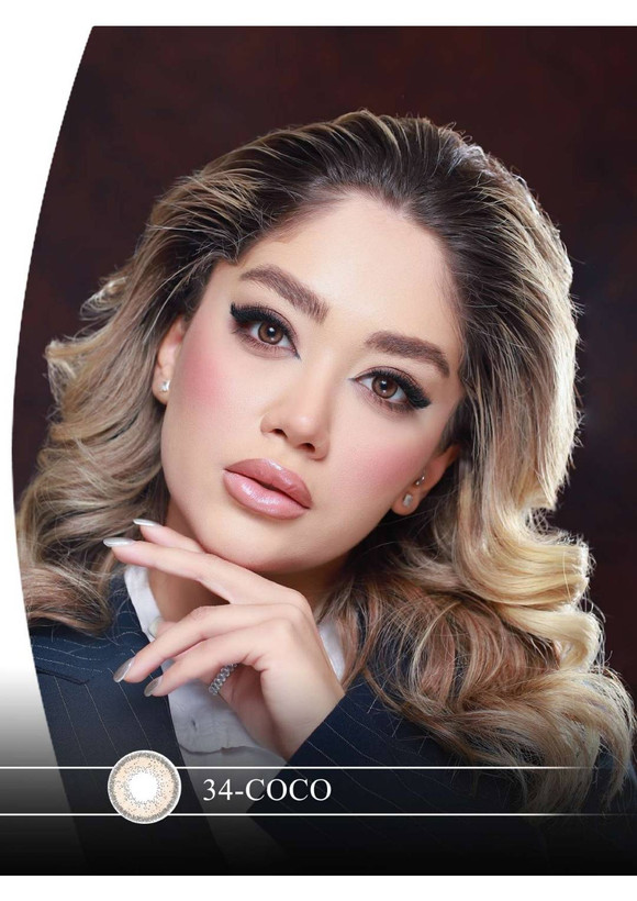 لنز چشم هرا گریس مدل Coco کد 34 رنگ عسلی دور تیره